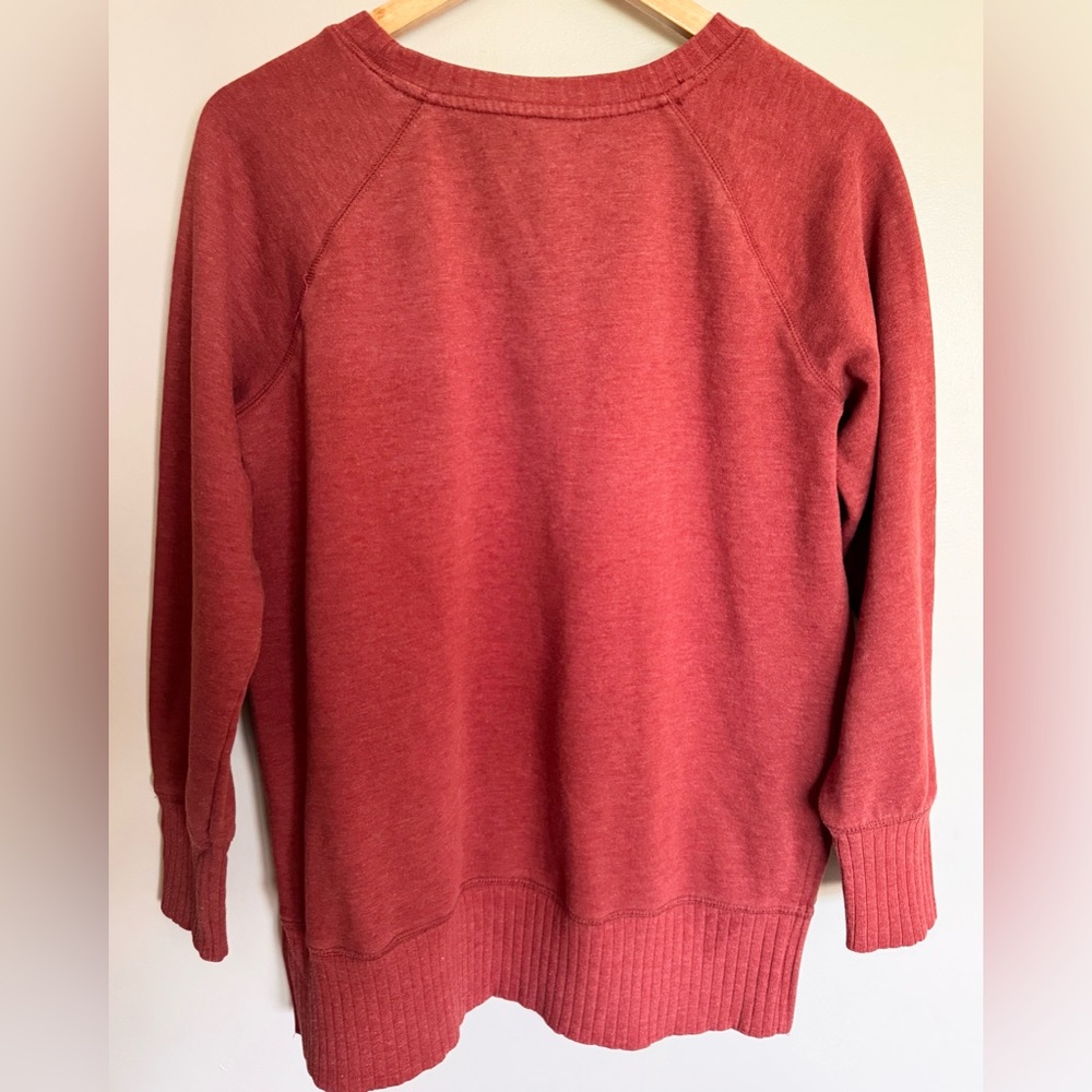 Maurices Small Rust Orange Crewneck Sweatshirt Side Slit Cozy Pullover - Picture 2 of 7